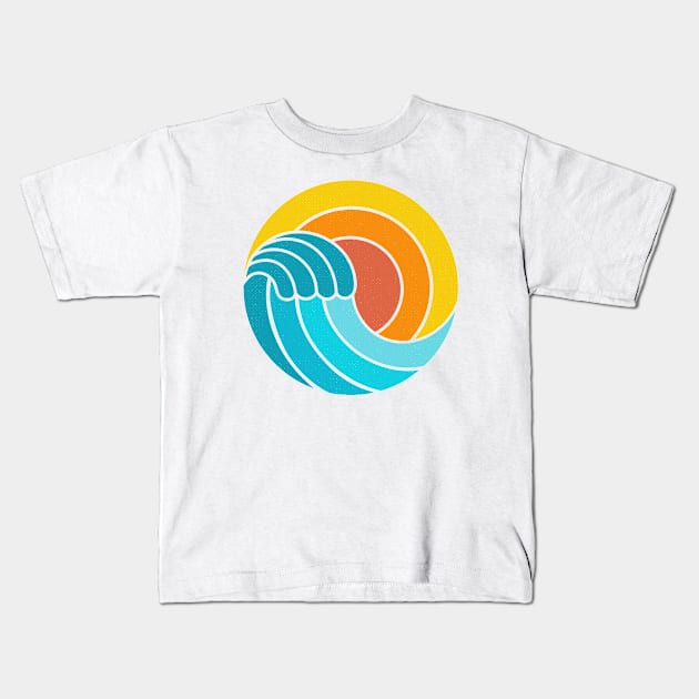 Retro Vintage Ocean Sunset Kids T-Shirt by susanne.haewss@googlemail.com